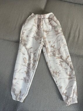Kids Tie-Dye Jogger Pants in Cream and Taupe